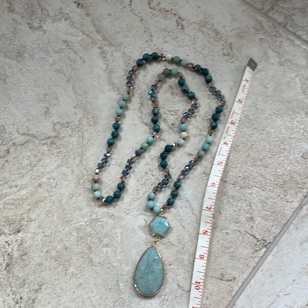 Amazonite gemstone necklace beaded pendant - Picture 17 of 17
